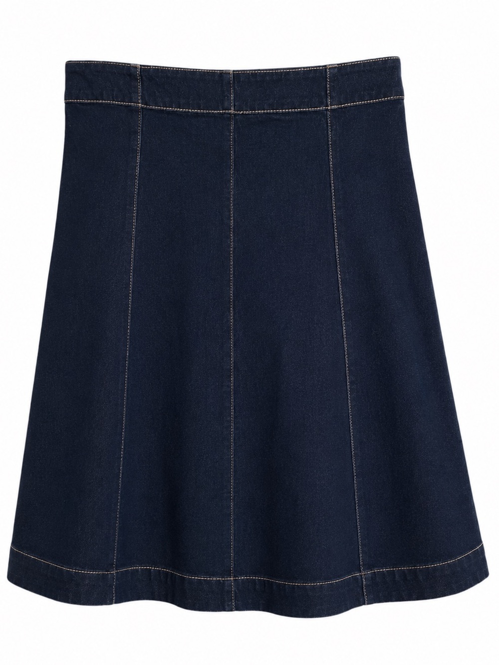 MNG Dark Wash A-Line Denim Midi Skirt 100% Cotton Size Large Minimalist Chic - Picture 6 of 10